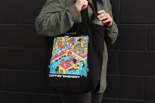 Ten Years of Coffee Embassy Tote