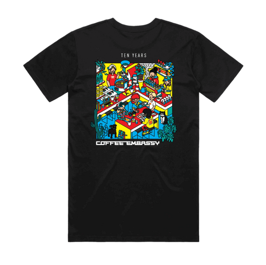 Ten Years of Coffee Embassy Tee - Colour - Coffee Embassy